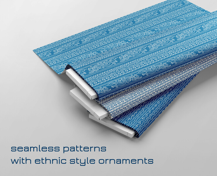 Seamless patterns with ethnic style ornaments