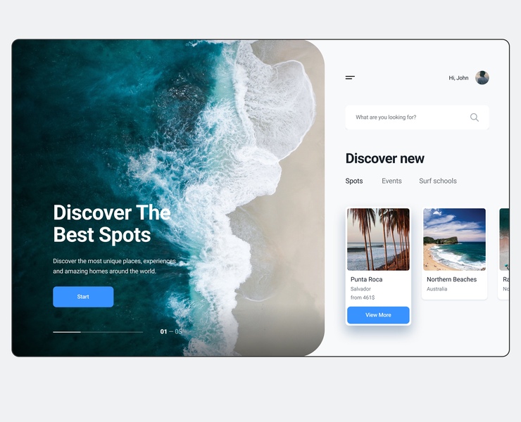 Surf Schools & Spots Marketplace Landing Page на Dprofile