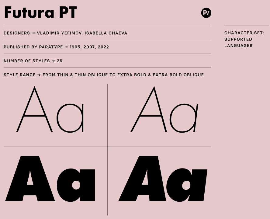 Futura PT Typefamily — Графика на Dprofile