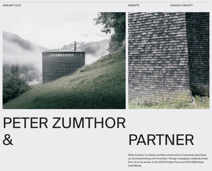 Peter Zumthor & Partner — Website concept